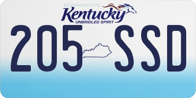 KY license plate 205SSD