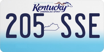 KY license plate 205SSE