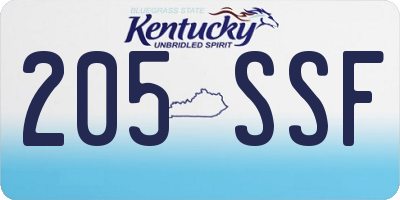 KY license plate 205SSF
