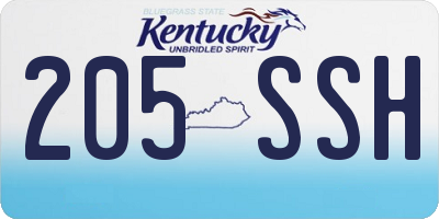 KY license plate 205SSH