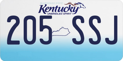 KY license plate 205SSJ