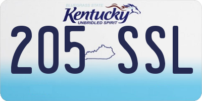 KY license plate 205SSL