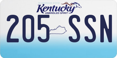 KY license plate 205SSN