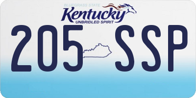 KY license plate 205SSP