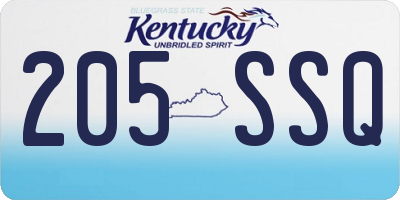 KY license plate 205SSQ