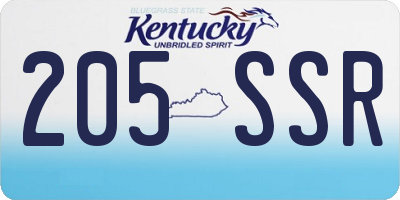 KY license plate 205SSR