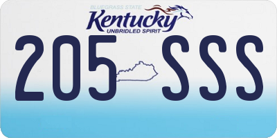 KY license plate 205SSS