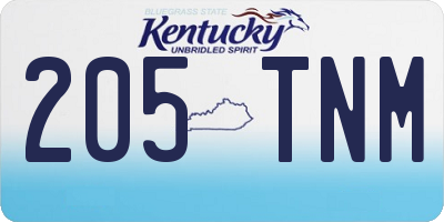 KY license plate 205TNM