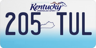 KY license plate 205TUL