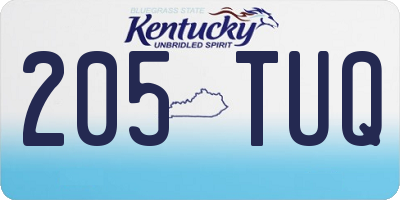 KY license plate 205TUQ