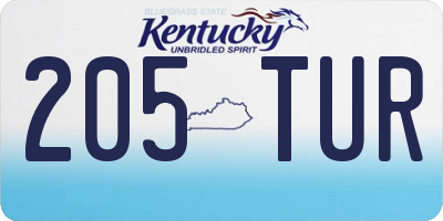 KY license plate 205TUR