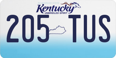 KY license plate 205TUS