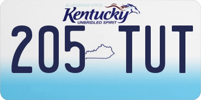 KY license plate 205TUT