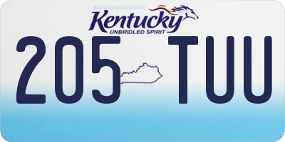KY license plate 205TUU