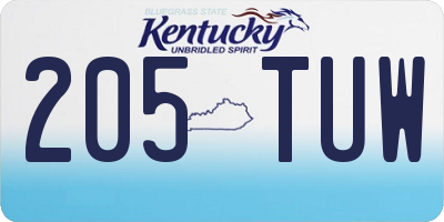 KY license plate 205TUW