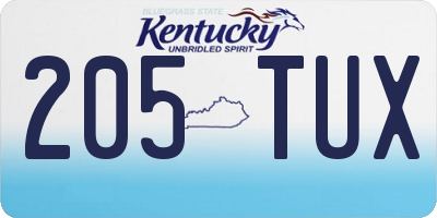 KY license plate 205TUX