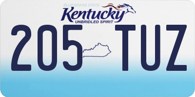 KY license plate 205TUZ