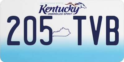 KY license plate 205TVB