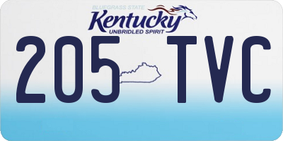 KY license plate 205TVC