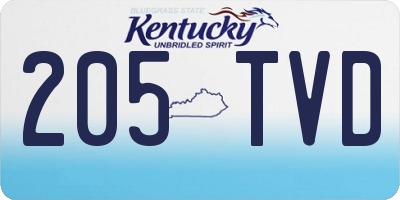 KY license plate 205TVD