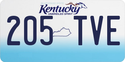 KY license plate 205TVE