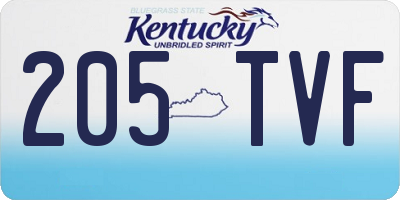 KY license plate 205TVF