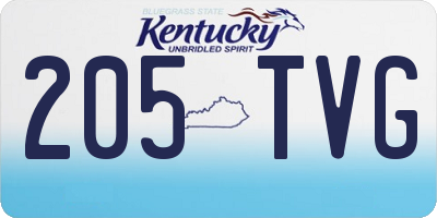 KY license plate 205TVG
