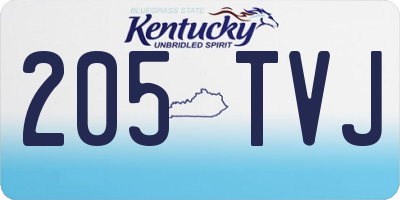 KY license plate 205TVJ