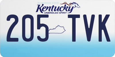 KY license plate 205TVK