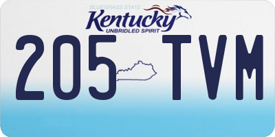 KY license plate 205TVM