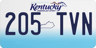 KY license plate 205TVN
