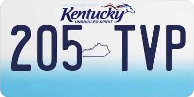 KY license plate 205TVP