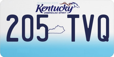 KY license plate 205TVQ