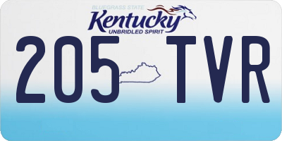KY license plate 205TVR