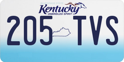 KY license plate 205TVS