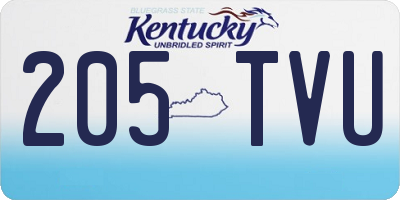 KY license plate 205TVU