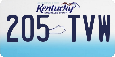 KY license plate 205TVW