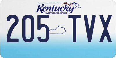 KY license plate 205TVX