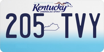 KY license plate 205TVY