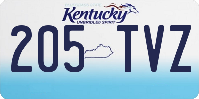 KY license plate 205TVZ
