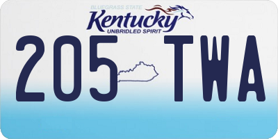 KY license plate 205TWA