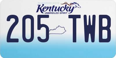 KY license plate 205TWB
