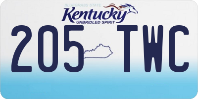 KY license plate 205TWC