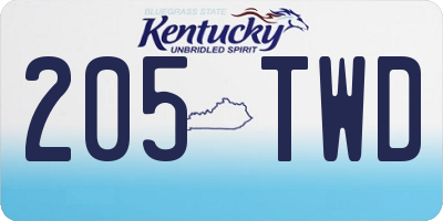 KY license plate 205TWD