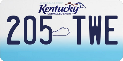 KY license plate 205TWE