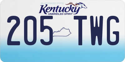 KY license plate 205TWG