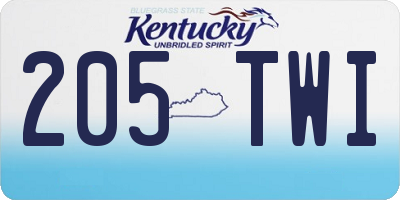 KY license plate 205TWI