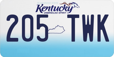 KY license plate 205TWK
