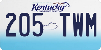 KY license plate 205TWM