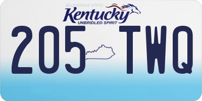 KY license plate 205TWQ